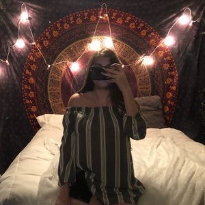 Off The Shoulder Stripped Shirt